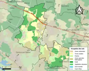 Carte en couleurs présentant l'occupation des sols.