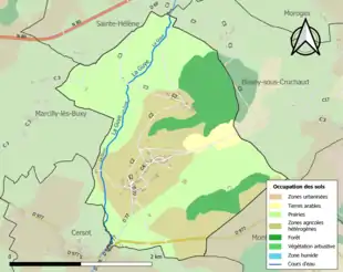 Carte en couleurs présentant l'occupation des sols.