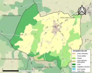 Carte en couleurs présentant l'occupation des sols.