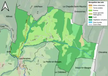 Carte en couleurs présentant l'occupation des sols.
