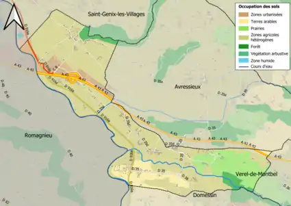 Carte en couleurs présentant l'occupation des sols.