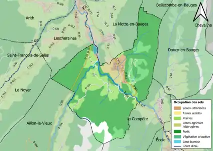 Carte en couleurs présentant l'occupation des sols.
