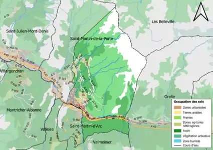 Carte en couleurs présentant l'occupation des sols.