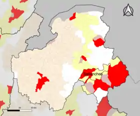 Localisation de l'aire d'attraction de Sallanches dans le département de la Haute-Savoie.