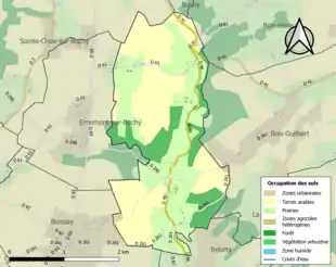 Carte en couleurs présentant l'occupation des sols.