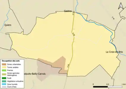 Carte des infrastructures et de l'occupation des sols en 2018 (CLC) de la commune.