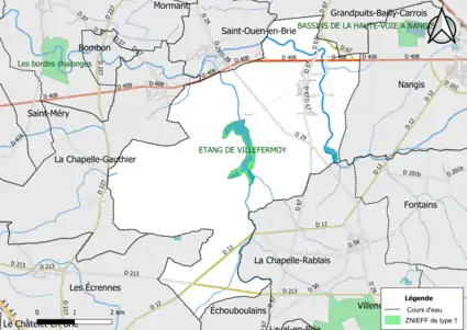Carte des ZNIEFF de type 1 de la commune.