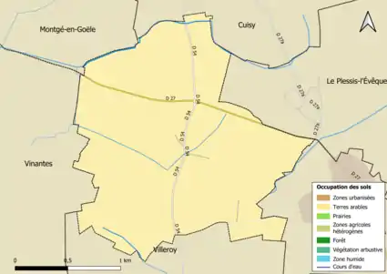 Carte des infrastructures et de l'occupation des sols en 2018 (CLC) de la commune.