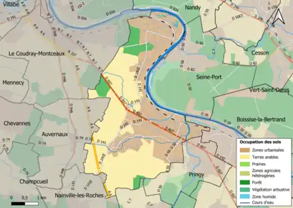Carte des infrastructures et de l'occupation des sols en 2018 (CLC) de la commune.