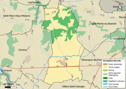 Carte des infrastructures et de l'occupation des sols en 2018 (CLC) de la commune.
