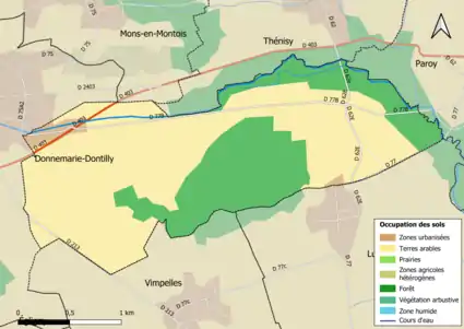 Carte des infrastructures et de l'occupation des sols en 2018 (CLC) de la commune.