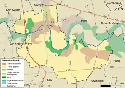 Carte des infrastructures et de l'occupation des sols en 2018 (CLC) de la commune.