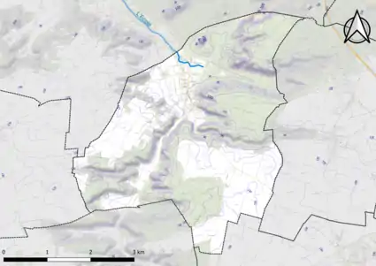 Carte montrant en couleurs le relief d'une commune