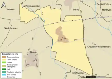 Carte des infrastructures et de l'occupation des sols en 2018 (CLC) de la commune.