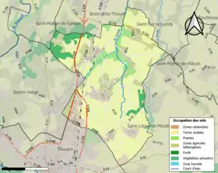 Carte en couleurs présentant l'occupation des sols.