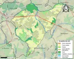 Carte en couleurs présentant l'occupation des sols.