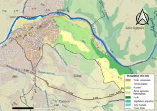 Carte en couleurs présentant l'occupation des sols.
