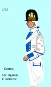 Uniforme du 83e&nbsp;régiment d'infanterie ci-devant Foix de 1792 à 1796