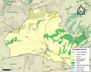 Carte en couleurs présentant l'occupation des sols.