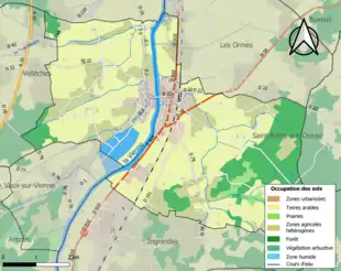 Carte en couleurs présentant l'occupation des sols.