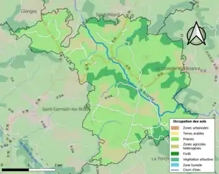 Carte en couleurs présentant l'occupation des sols.
