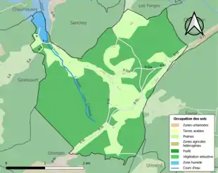 Carte en couleurs présentant l'occupation des sols.