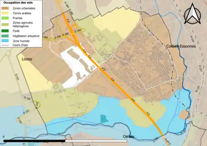 Carte des infrastructures et de l'occupation des sols en 2018 (CLC) de la commune.