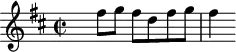 \version "2.18.2"
\header {
tagline = ##f
}
\score {
\new Staff \with {
}
<<
\relative c'' {
\key d \major
\time 2/2
\override TupletBracket #'bracket-visibility = ##f
%%%%%% K. 552, motif
s4 fis8 g fis d fis g | fis4
}
>>
\layout {
\context { \Score \remove "Metronome_mark_engraver" }
}
}