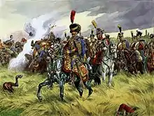 Hussards français du 9e régiment de hussards en 1809.