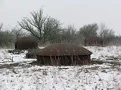 Tourelle de 75&nbsp;mm du bloc 3 en batterie.