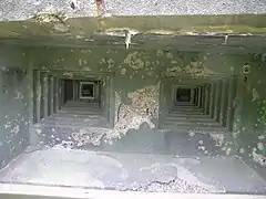 Les deux créneaux de la chambre de tir sud de l'ouvrage du Bois-Karre.