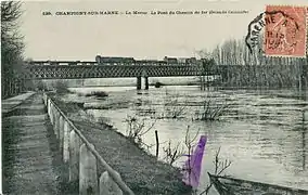 Le pont de Champignyau début du XXe&nbsp;siècle.