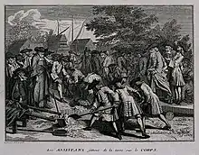 « Les assistans jettent de la terre sur le corps » (v. 1733)