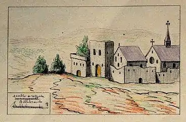 L'abbaye de Bellebranche à l'époque des guerres de religion (Archives collège du Prytanée militaire de la Flèche)