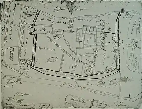 L'abbaye au XVIIe&nbsp;siècle.