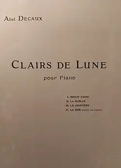 Couverture de partition, titre et nom d'auteur