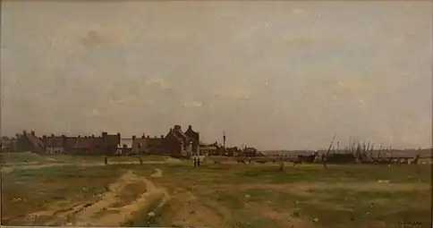 Jacques Adrien Sauzay, Vue d'Étaples vers 1875, Lancaster, Judges' Lodgings&nbsp;(en).