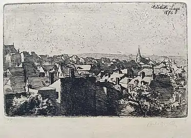 Vue de Liège, 1876 (Eau-forte ; Inv. Delchevalerie no&nbsp;56), Collection privée