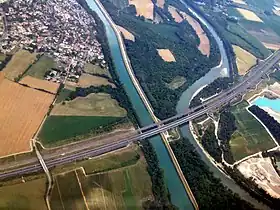 Vue aérienne du viaduc (le plus au sud des deux).