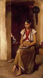 Jeune fille devant le foyer (Kislány tűzhely előtt)