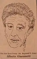 Dessin représentant Alberto Giacometti par Reginald Gray en 1965.