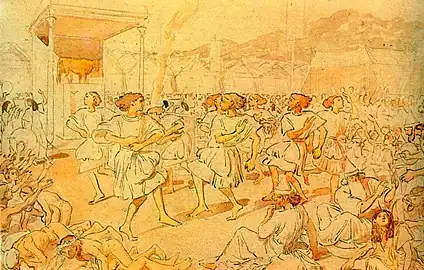 Esquisse: danse devant le Veau d'or (Scènes de l'Histoire sainte)