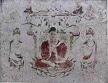 Le paradis d'Amitābha. Peintures murales du Hōryū-ji, VIIe siècle.