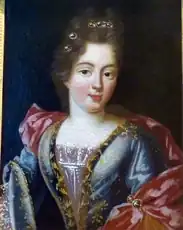 Anne de Foudras (1663-1741), fille d'honneur puis dame d'atour de la duchesse d'Orléans (Princesse Palatine) de 1680 à 1722. Modèle de beauté, de vertu et de désintéressement à la Cour. Par Pierre Mignard.