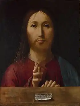 Le Salvator Mundi d'Antonello de Messine montre un repentir au niveau du col du vêtement.