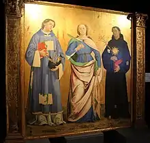Antoniazzo Romano, saints Vincent de Saragosse, Catherine d'Alexandrie et Antoine de Padoue.