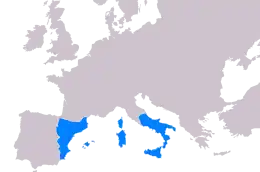 Expansion de la couronne d'Aragon en Méditerranée au milieu du XVe&nbsp;siècle.