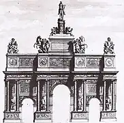 Projet inabouti d'arc de triomphe sur la place du Trône par Charles Le Brun.