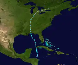 Parcours de la tempête tropicale Arlene