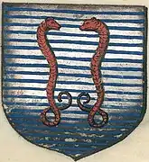 Armes de la seigneurie dessinées au XVIe&nbsp;siècle par Jean de Baudreuil (issues du second exemplaire).